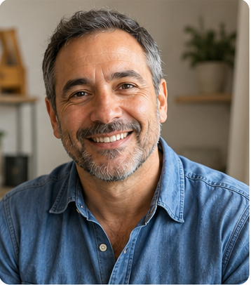 Hombre adulto aprendiendo inglés
